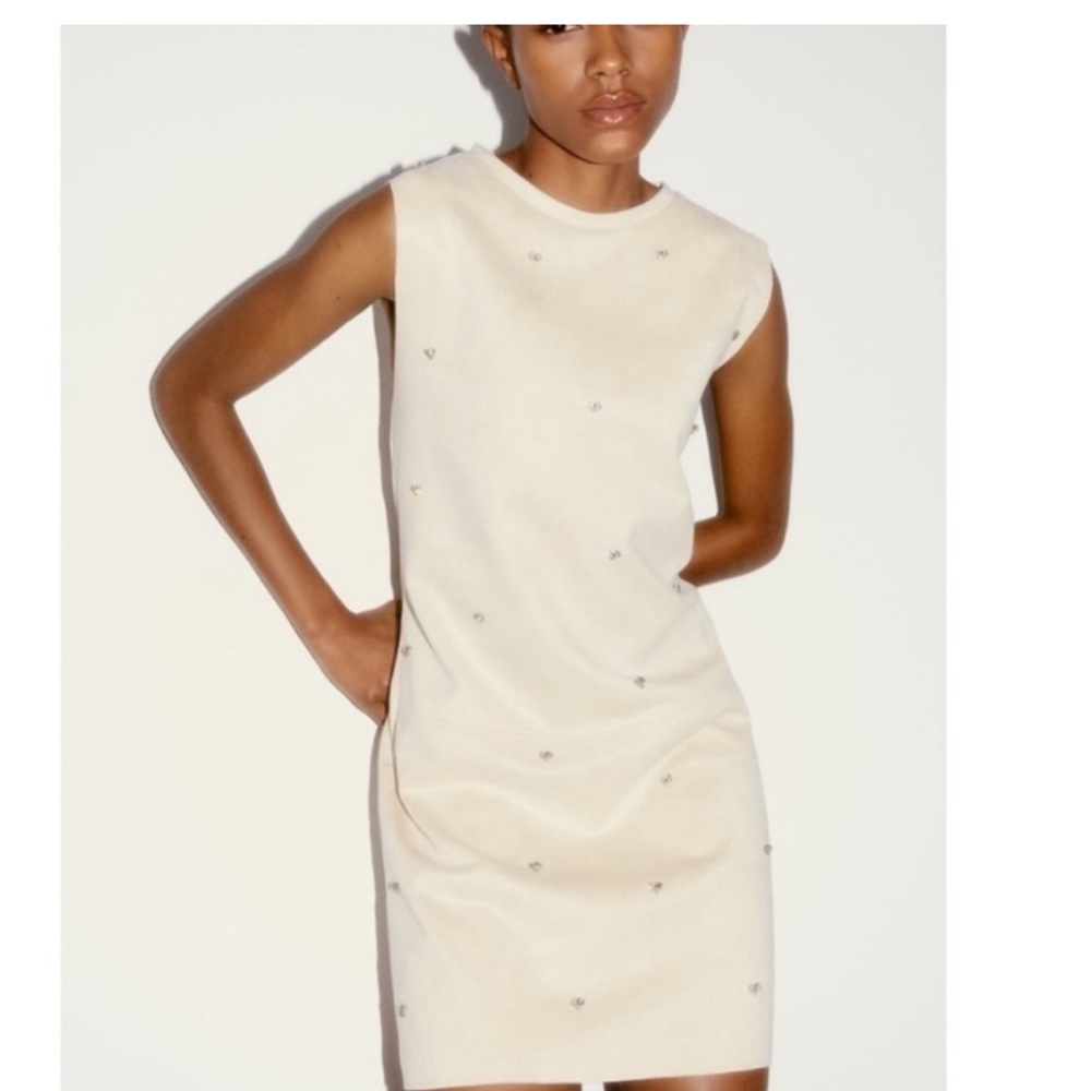 Faux suede rhinestone sleeveless dress